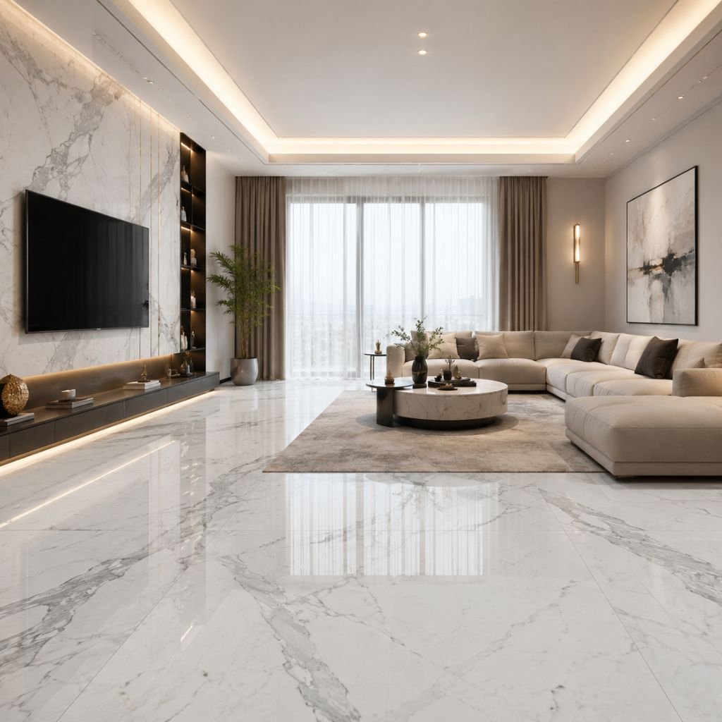 Statuario marble flooring
