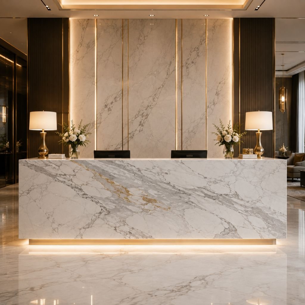 italian marble hotel counter - avyaan stones