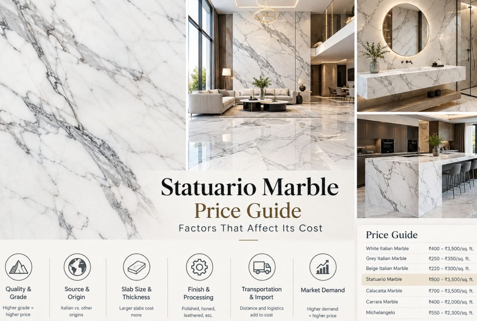 Statuario Marble Price Guide: Factors That Affect Its Cost
